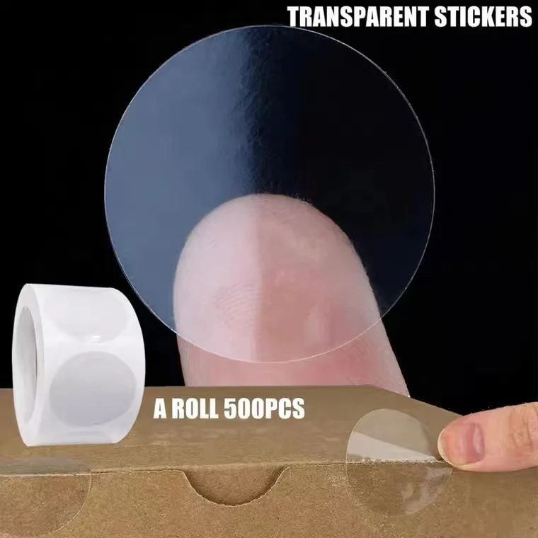 500Pcs Roll Transparent Self-adhesive Sealing Stickers 2CM2.5CM3CM3.8CM5CM Round Transparent Gift Packaging Seal Labels