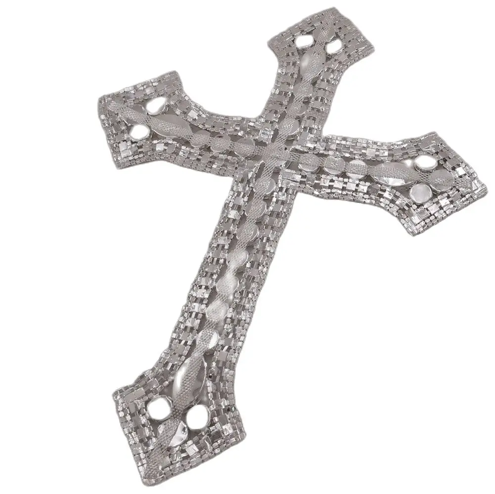 CUIER 12.5' Huge Cross Patches with Rhinestones AB Glass Appliques Crystal Sewing Accessories Glass Gem DIY Sew on Big Size