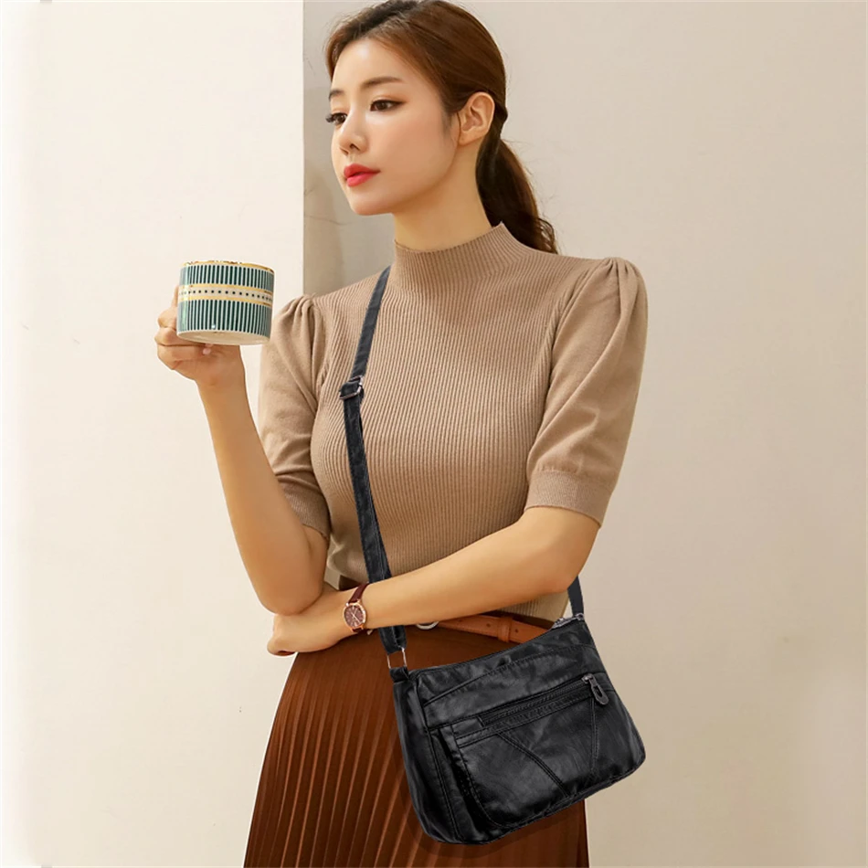 Fashion All-match Solid Color Messenger Bag High Capacity Womens Shoulder Bags 2021 New High Quality Pu Leather Women Handbag