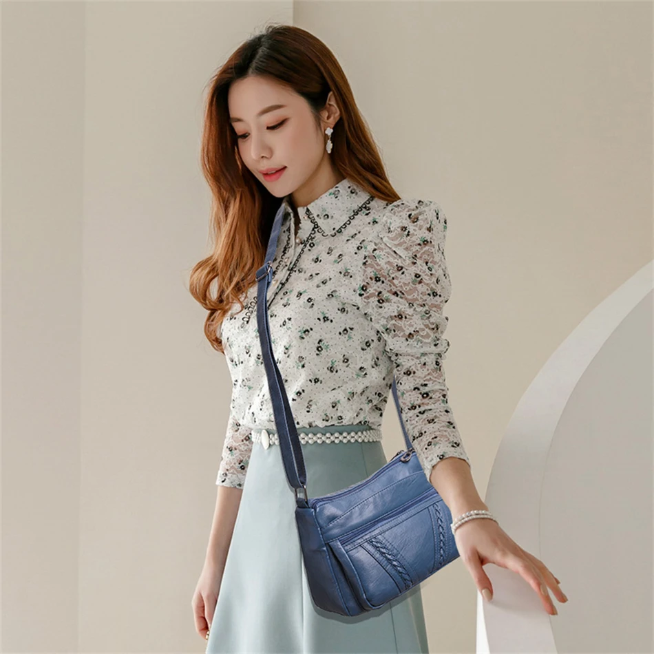 Fashion All-match Solid Color Messenger Bag High Capacity Womens Shoulder Bags 2021 New High Quality Pu Leather Women Handbag