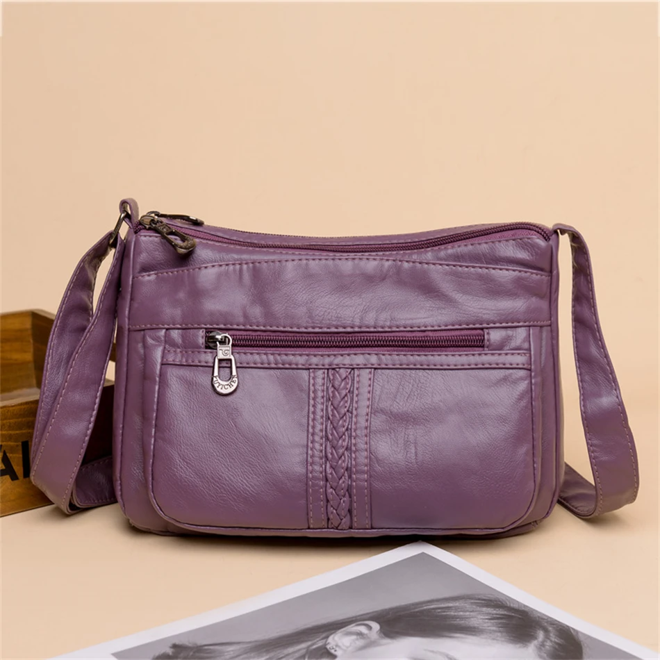 Fashion All-match Solid Color Messenger Bag High Capacity Womens Shoulder Bags 2021 New High Quality Pu Leather Women Handbag