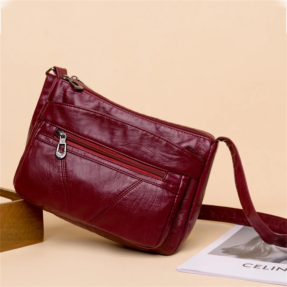 Fashion All-match Solid Color Messenger Bag High Capacity Womens Shoulder Bags 2021 New High Quality Pu Leather Women Handbag