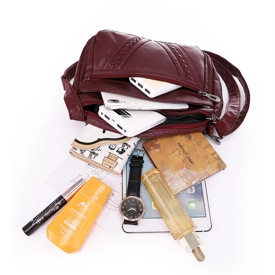Fashion All-match Solid Color Messenger Bag High Capacity Womens Shoulder Bags 2021 New High Quality Pu Leather Women Handbag