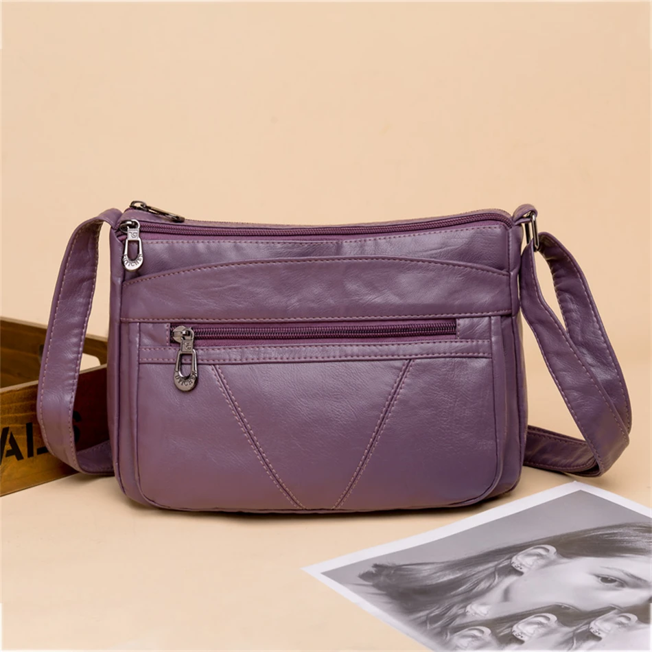 Fashion All-match Solid Color Messenger Bag High Capacity Womens Shoulder Bags 2021 New High Quality Pu Leather Women Handbag
