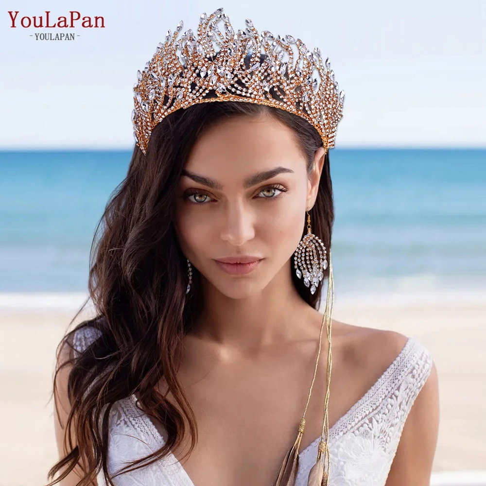 YouLaPan HP399 Vintage Bridal Crown And Tiara Shining Crystal Wedding Headband Bridal Hair Accessories Luxury Wedding Jewelry