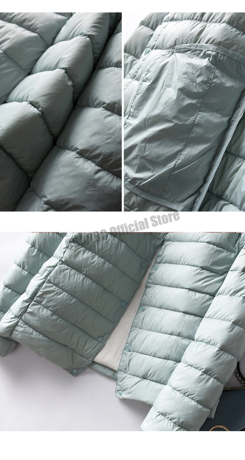 Women Liner Duck Down Jacket O-neck Variable V-neck 2024 New Female Winter Keep Warm Collarless Ultralight Quilted Puffer Coat