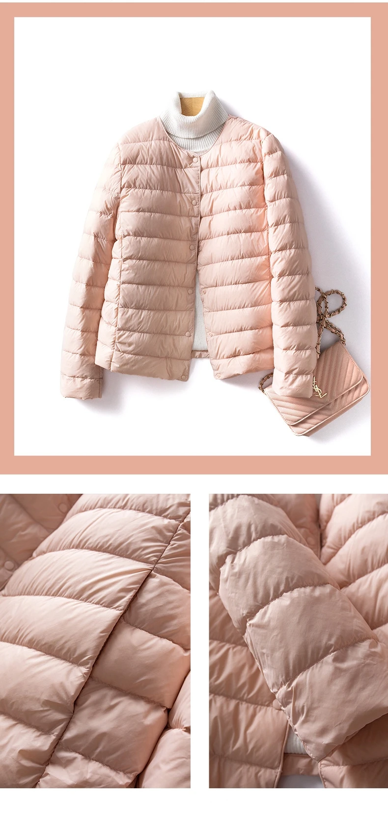 Women Liner Duck Down Jacket O-neck Variable V-neck 2024 New Female Winter Keep Warm Collarless Ultralight Quilted Puffer Coat