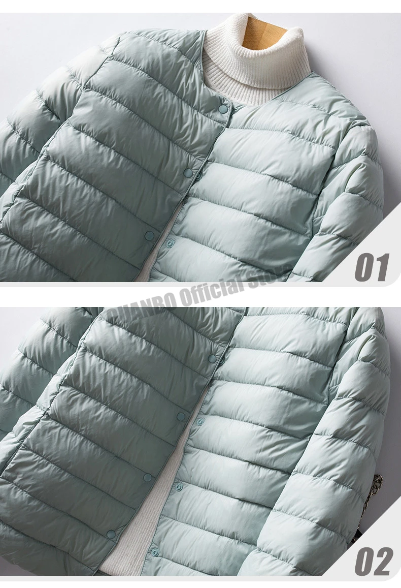 Women Liner Duck Down Jacket O-neck Variable V-neck 2024 New Female Winter Keep Warm Collarless Ultralight Quilted Puffer Coat