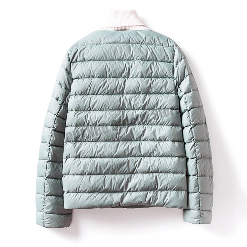 Women Liner Duck Down Jacket O-neck Variable V-neck 2024 New Female Winter Keep Warm Collarless Ultralight Quilted Puffer Coat