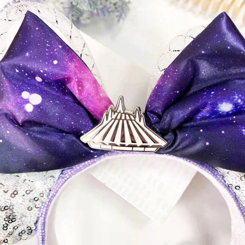 New Disney Mickey Mouse Ears Headband Space mountain Lunar New Year Minnie Bow Pink Sequins Cartoon Anime Headdress Headband Gif