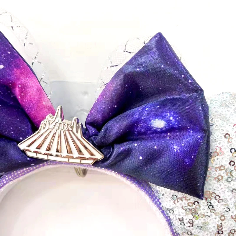 New Disney Mickey Mouse Ears Headband Space mountain Lunar New Year Minnie Bow Pink Sequins Cartoon Anime Headdress Headband Gif