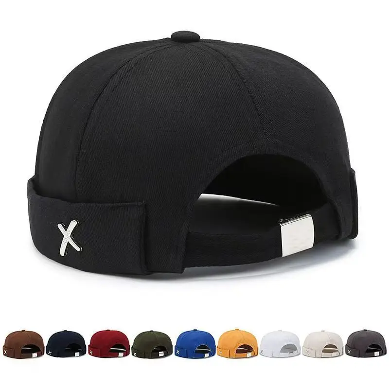 Spring New X Logo Melon Skin Hat Unisex Polyester Fiber Dome Hat Fashionable Street Style Beanie Sailor Landlord Hats