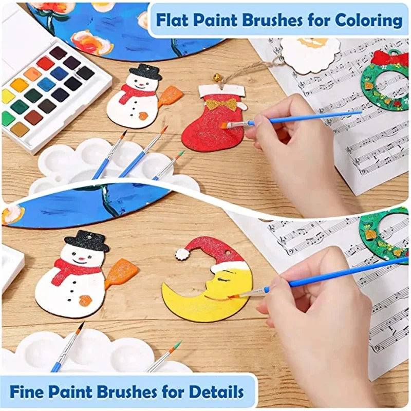 100pcs Paint Brushes Set for Students Acrylic with Flat Round Pointed Paint Brushes Craft Watercolor Oil Painting Brushes