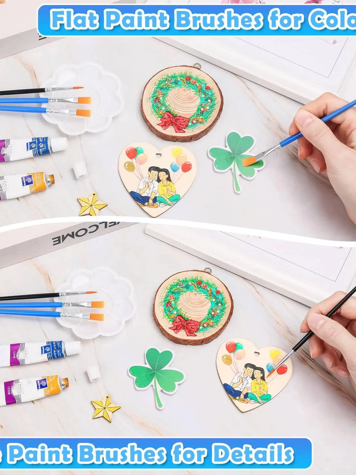 100pcs Paint Brushes Set for Students Acrylic with Flat Round Pointed Paint Brushes Craft Watercolor Oil Painting Brushes