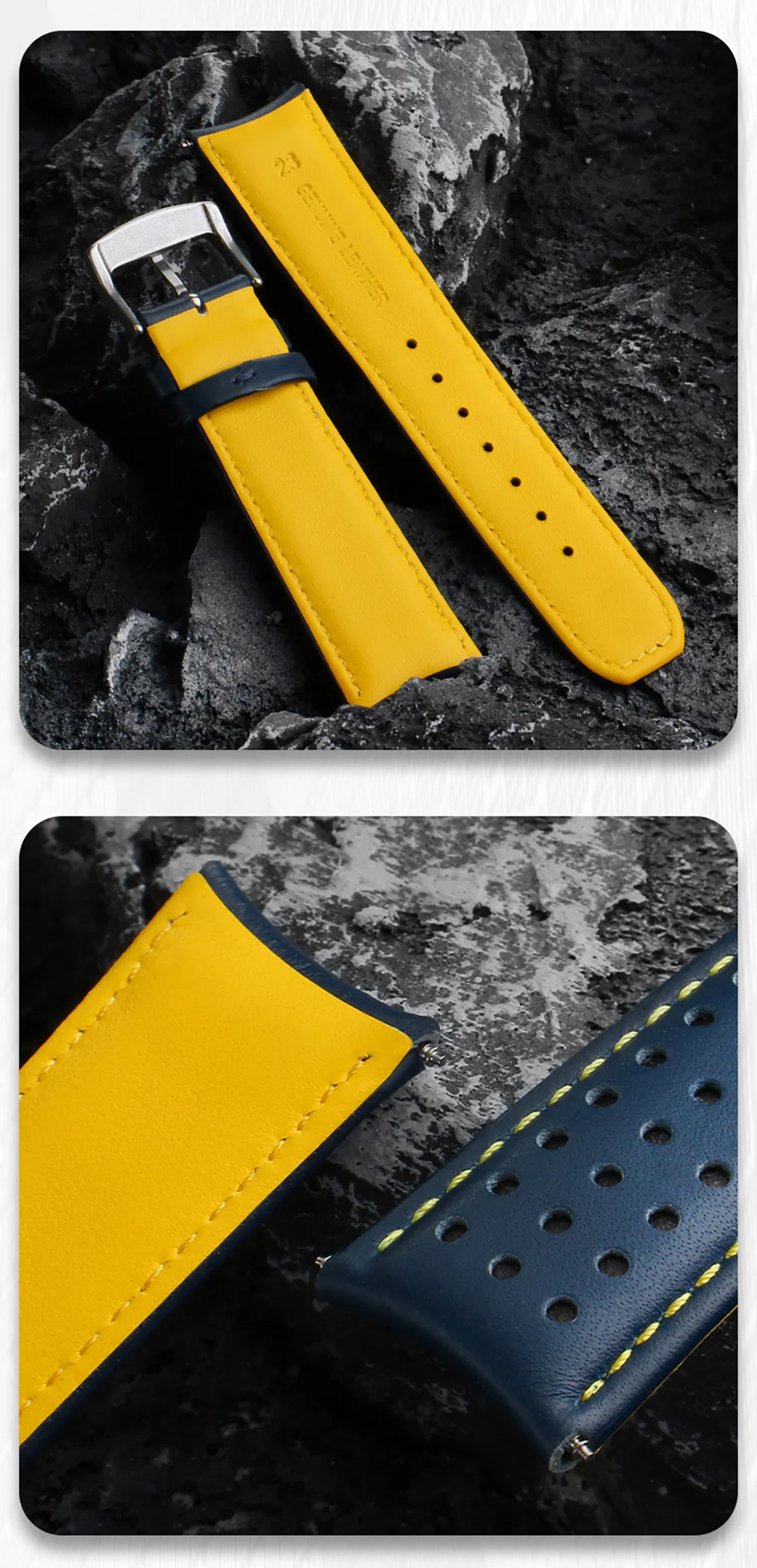 Genuine Leather Watchband For CITIZEN Blue Angel Watch AT8020-54L/8020-03L/JY8078 Curved End Watches Bracelet Strap 22mm 23mm