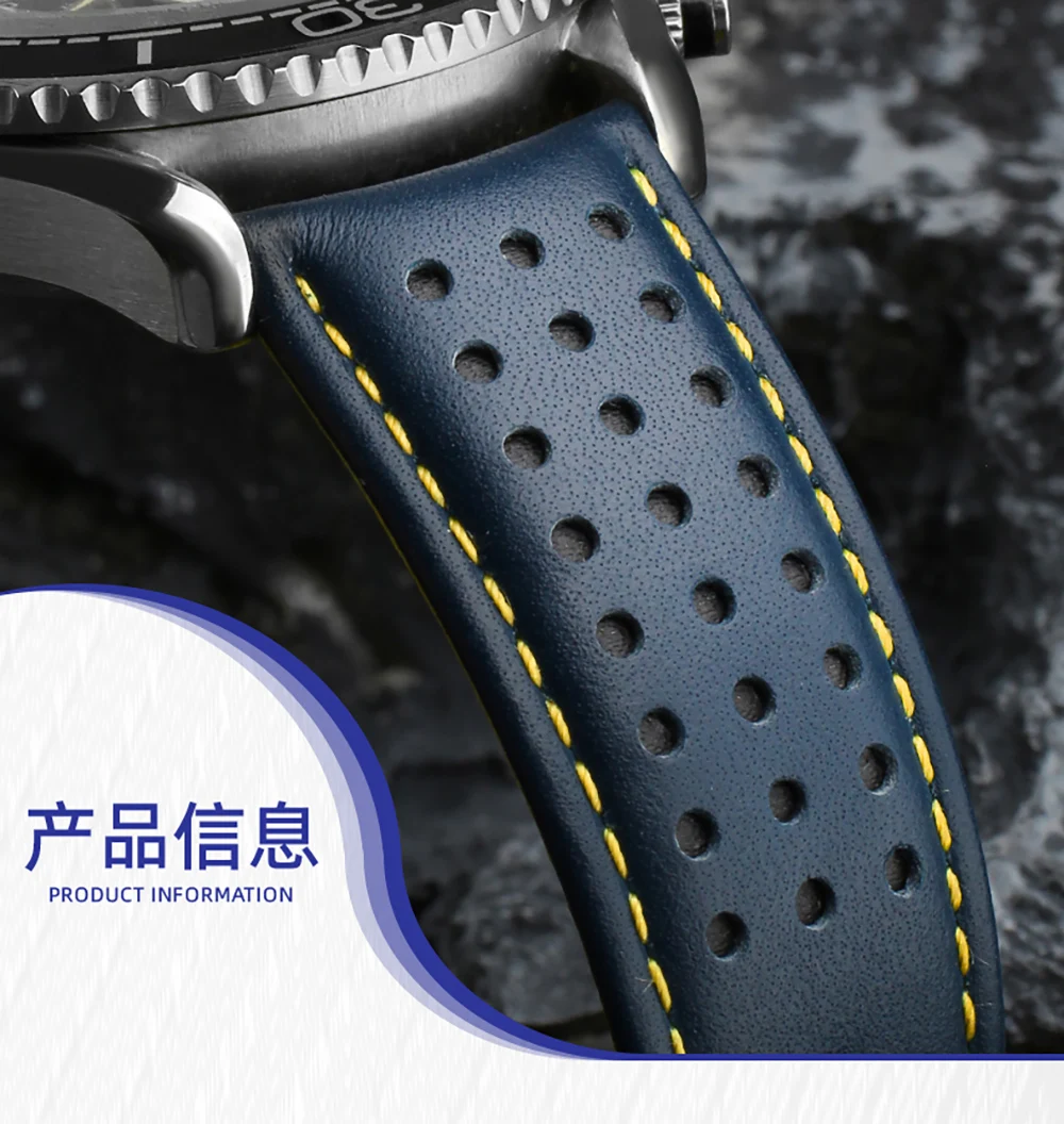 Genuine Leather Watchband For CITIZEN Blue Angel Watch AT8020-54L/8020-03L/JY8078 Curved End Watches Bracelet Strap 22mm 23mm