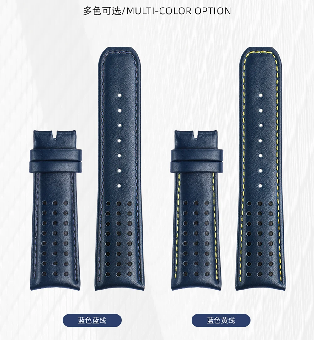 Genuine Leather Watchband For CITIZEN Blue Angel Watch AT8020-54L/8020-03L/JY8078 Curved End Watches Bracelet Strap 22mm 23mm
