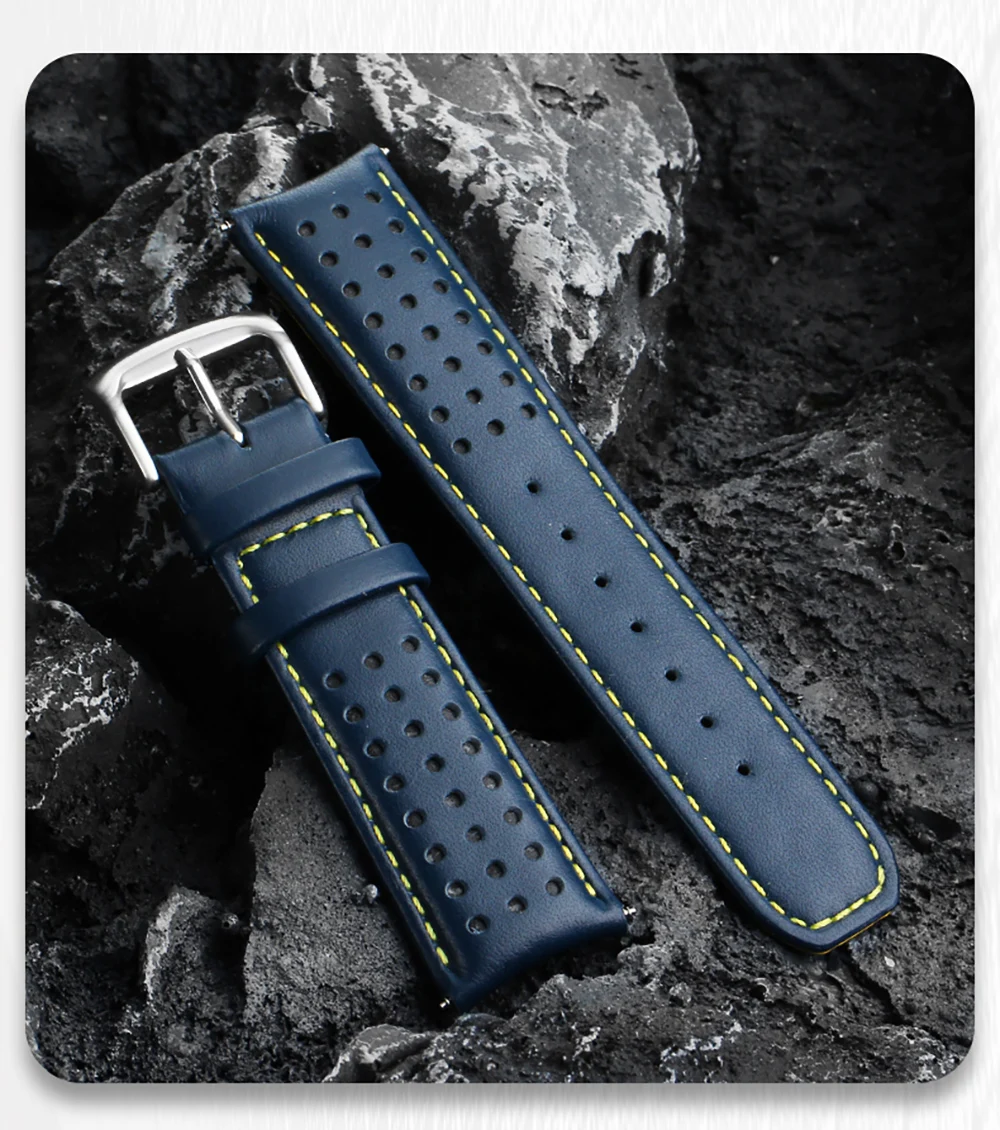 Genuine Leather Watchband For CITIZEN Blue Angel Watch AT8020-54L/8020-03L/JY8078 Curved End Watches Bracelet Strap 22mm 23mm