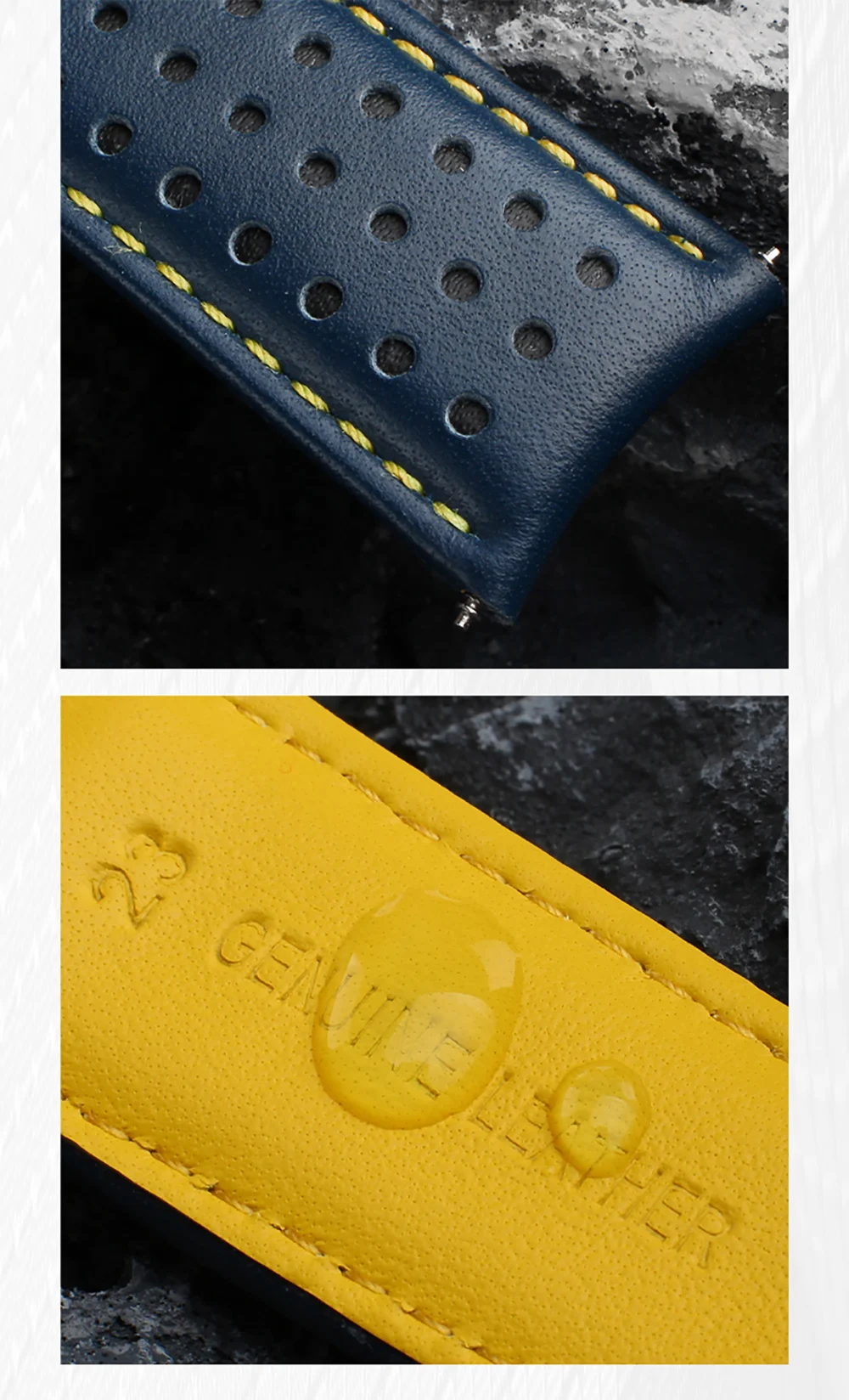 Genuine Leather Watchband For CITIZEN Blue Angel Watch AT8020-54L/8020-03L/JY8078 Curved End Watches Bracelet Strap 22mm 23mm