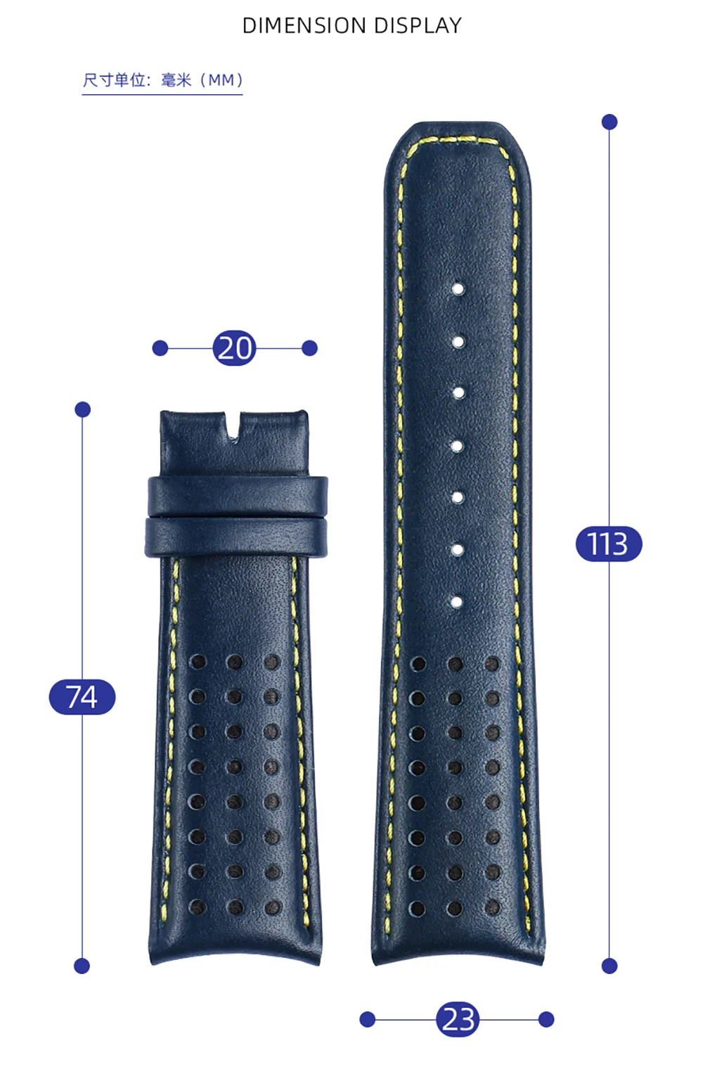 Genuine Leather Watchband For CITIZEN Blue Angel Watch AT8020-54L/8020-03L/JY8078 Curved End Watches Bracelet Strap 22mm 23mm