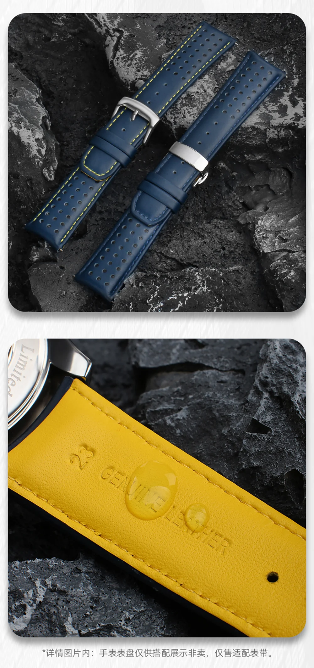 Genuine Leather Watchband For CITIZEN Blue Angel Watch AT8020-54L/8020-03L/JY8078 Curved End Watches Bracelet Strap 22mm 23mm