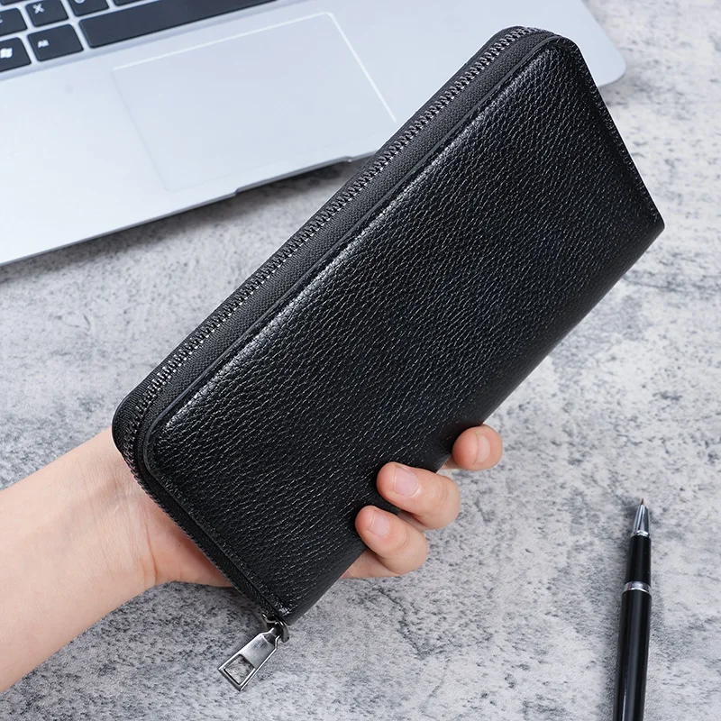 Long men's zipper wallet large wallet clutch bag mobile phone bag leisure business card wallet.