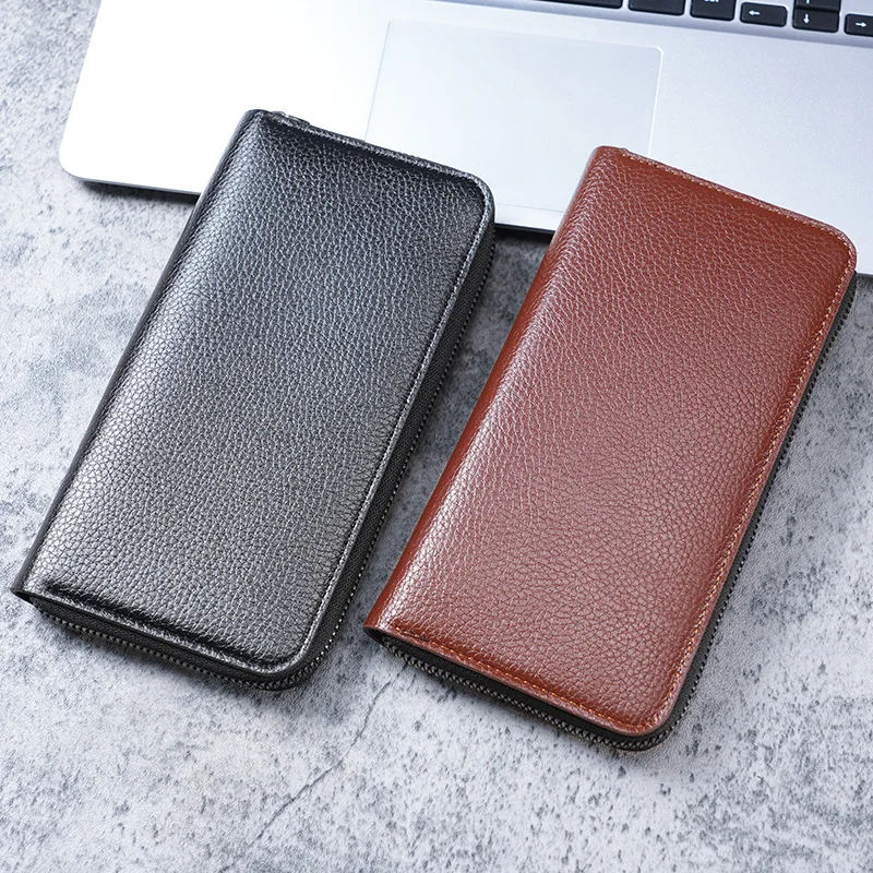 Long men's zipper wallet large wallet clutch bag mobile phone bag leisure business card wallet.