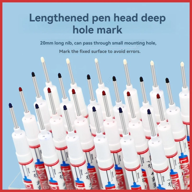 5-8Pcs/Set 20mm Deep Hole Long Nib Head Markers for Woodworking Decoration Waterproof Multi-Purpose Metal Perforating Paint Pen