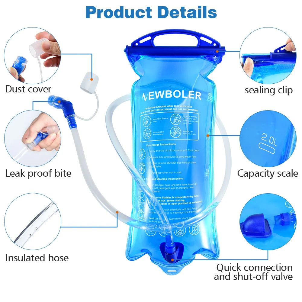 1.5L 2L 3L Water Bag Sports Backpack Bicycle Riding Water Bag Portable Food Grade Outdoor Drinking Water Bag Camping Water Bag