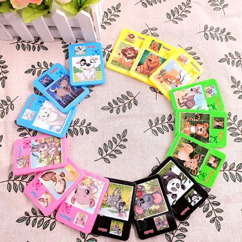 6PCS Random Number Puzzle Plastic Moving Sliding Early Education Animal Children's Jigsaw Puzzle Toy School Kindergarten Gift