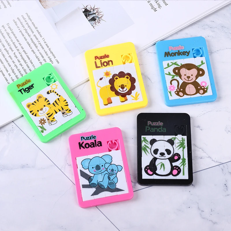 6PCS Random Number Puzzle Plastic Moving Sliding Early Education Animal Children's Jigsaw Puzzle Toy School Kindergarten Gift