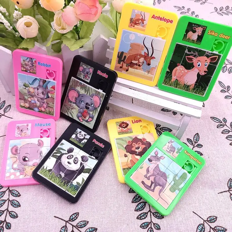 6PCS Random Number Puzzle Plastic Moving Sliding Early Education Animal Children's Jigsaw Puzzle Toy School Kindergarten Gift