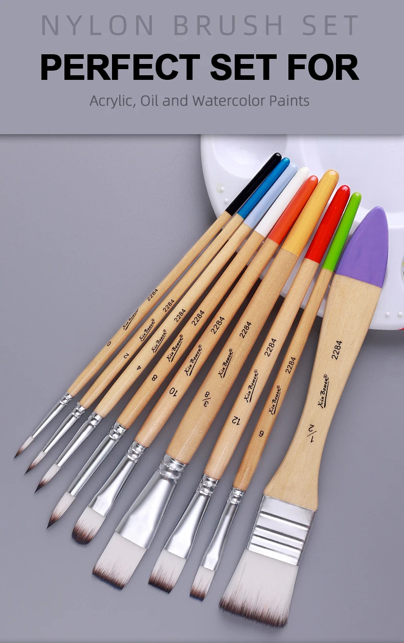 Nylon Brush Set, Art Supplies, Beginner Art Wall Painting, Watercolor, Oil Painting, Acrylic Paint Board Brush Tools