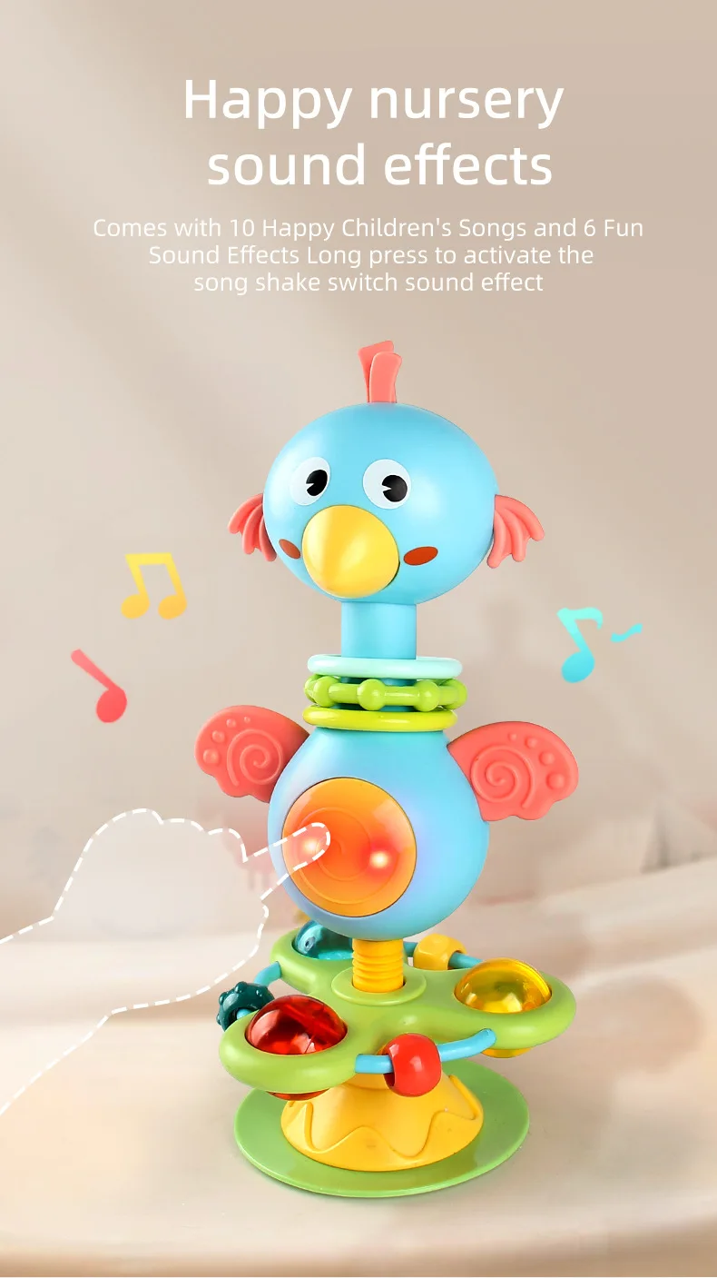 Cartoon Baby soothing ringing toy with fun sound effects nursery rhyme baby dining table suction cup puzzle early education toy