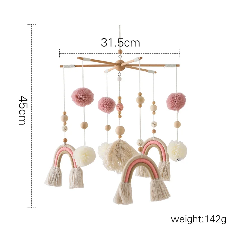 Baby Crib Mobile Wooden Wind Chime Bed Bell,Animal Crib Mobile With Music for Girls and Boys,Comfort Crib Hanging Bracket Toy