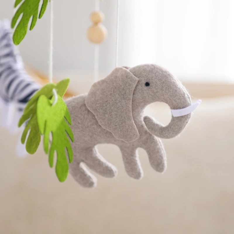 Baby Crib Mobile Wooden Wind Chime Bed Bell,Animal Crib Mobile With Music for Girls and Boys,Comfort Crib Hanging Bracket Toy