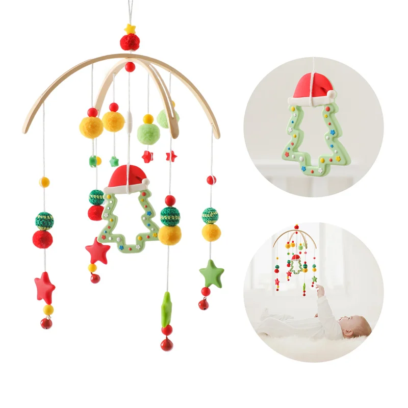 Baby Crib Mobile Wooden Wind Chime Bed Bell,Animal Crib Mobile With Music for Girls and Boys,Comfort Crib Hanging Bracket Toy