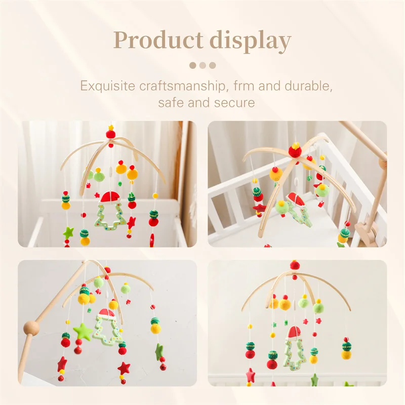Baby Crib Mobile Wooden Wind Chime Bed Bell,Animal Crib Mobile With Music for Girls and Boys,Comfort Crib Hanging Bracket Toy