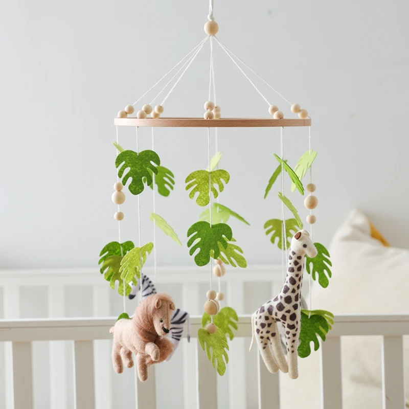 Baby Crib Mobile Wooden Wind Chime Bed Bell,Animal Crib Mobile With Music for Girls and Boys,Comfort Crib Hanging Bracket Toy