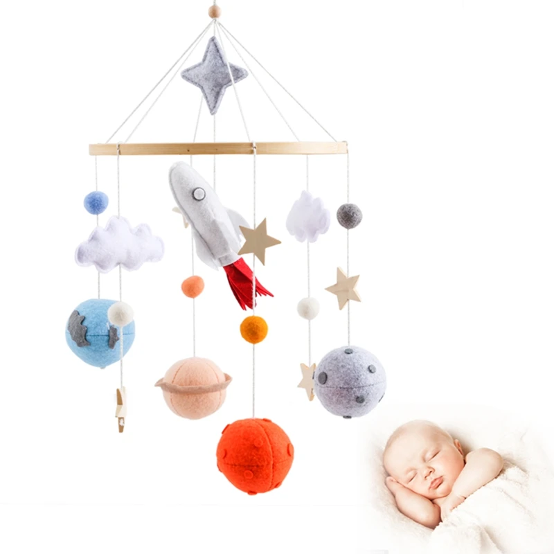 Baby Crib Mobile Wooden Wind Chime Bed Bell,Animal Crib Mobile With Music for Girls and Boys,Comfort Crib Hanging Bracket Toy