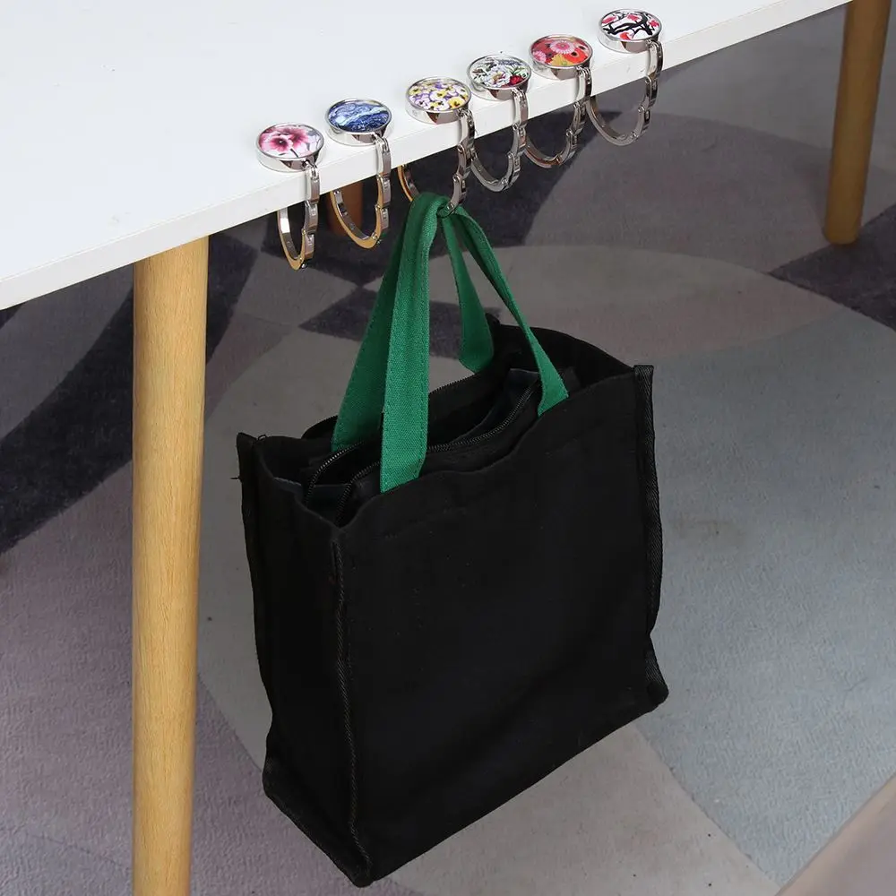 Fashion Crystal Folding Portable Desk Hooks Table Hanger Purse Holder Table Bag Hook