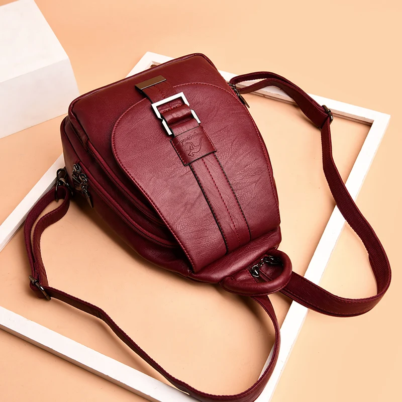2026 New Hot Women Leather Backpacks Female Vintage Backpack for Teenage Girls School Chest Bag Travel Bagpack Ladies Back Pack