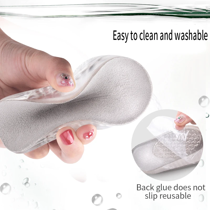 Silicone Gel Invisible Height Increase Insole Heel Lifting Inserts Shoe Foot Care Protector Elastic Cushion Insert for Men Women