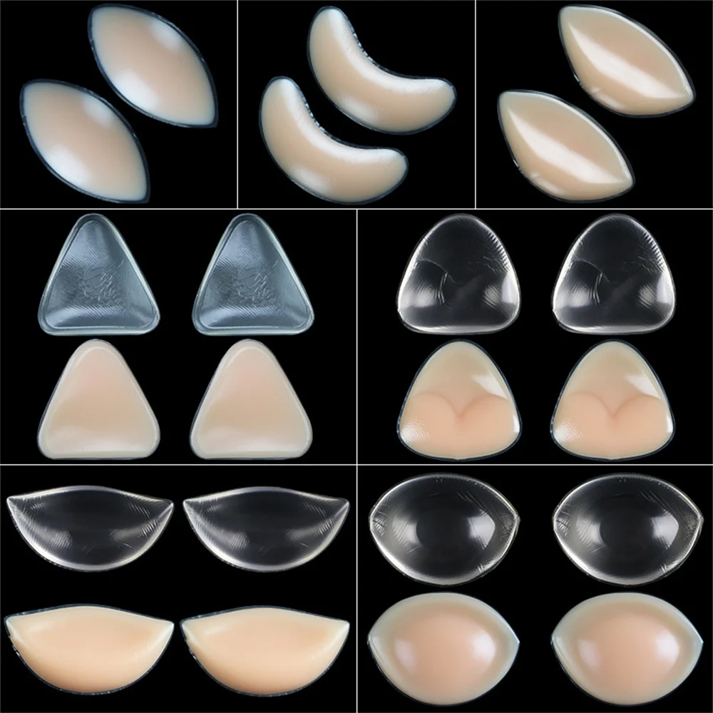 1 Pair Push Up Silicone Triangle Bikini Swimsuit Bra Insert Pads Bra Pads Pasties Invisable Breast Enhancer Lingerie Dropship