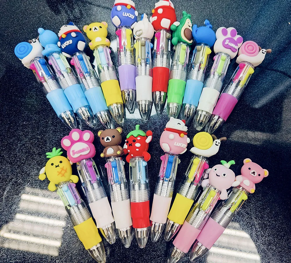 20Pcs/Lot Cute Cartoon 4 Color Mini Ballpoint Pen Kawaii Unicorn Flamingo Retractable Pen Stationery Gift School Office Supplies