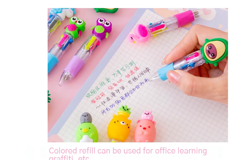 20Pcs/Lot Cute Cartoon 4 Color Mini Ballpoint Pen Kawaii Unicorn Flamingo Retractable Pen Stationery Gift School Office Supplies