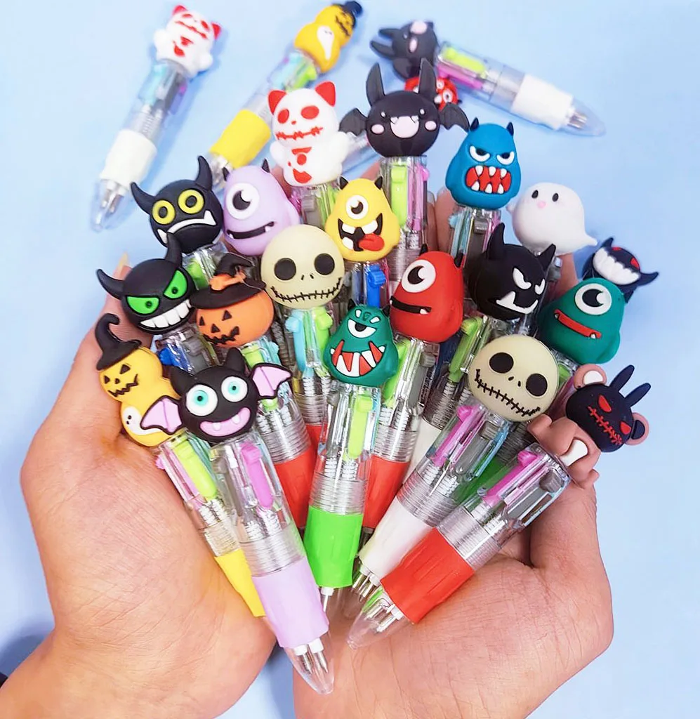 20Pcs/Lot Cute Cartoon 4 Color Mini Ballpoint Pen Kawaii Unicorn Flamingo Retractable Pen Stationery Gift School Office Supplies