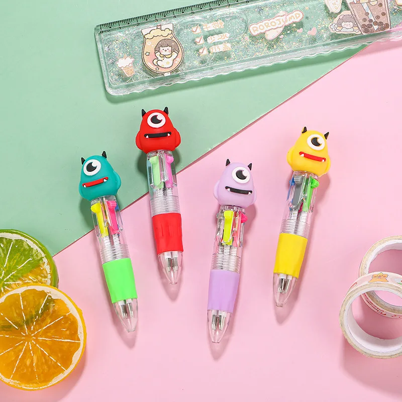 20Pcs/Lot Cute Cartoon 4 Color Mini Ballpoint Pen Kawaii Unicorn Flamingo Retractable Pen Stationery Gift School Office Supplies