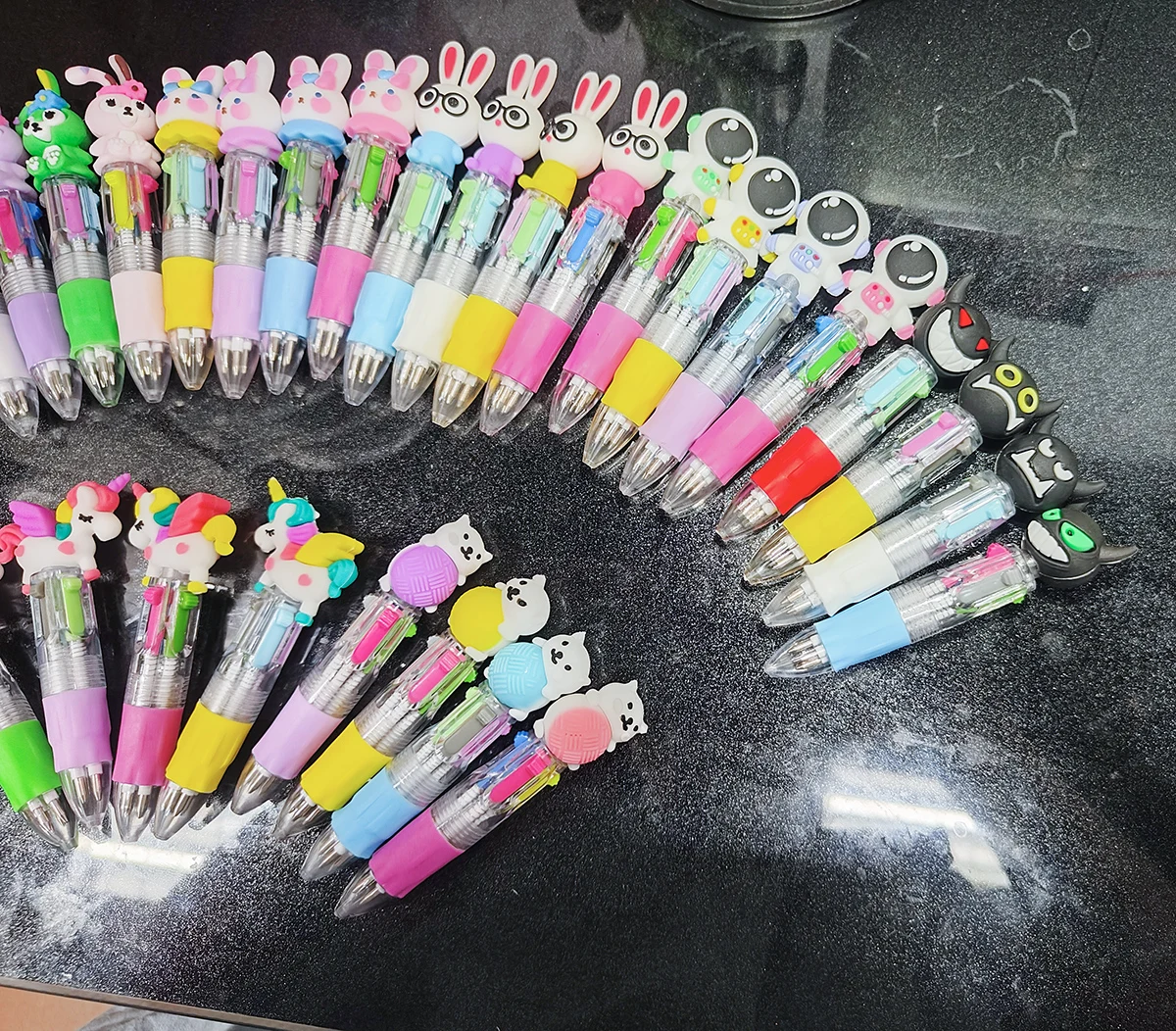 20Pcs/Lot Cute Cartoon 4 Color Mini Ballpoint Pen Kawaii Unicorn Flamingo Retractable Pen Stationery Gift School Office Supplies