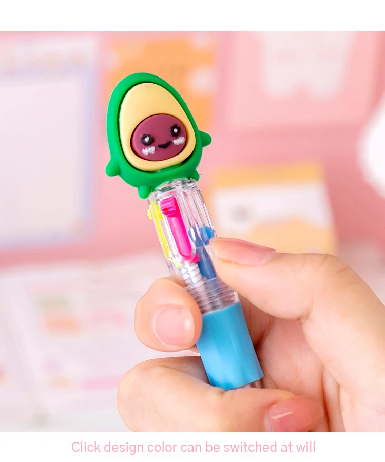 20Pcs/Lot Cute Cartoon 4 Color Mini Ballpoint Pen Kawaii Unicorn Flamingo Retractable Pen Stationery Gift School Office Supplies